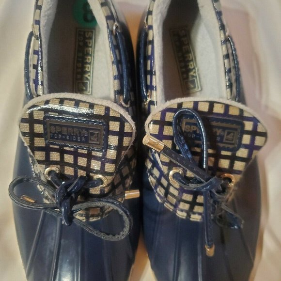 Sperry Topsider Navy Dark Blue Checkered Waterproo - Picture 5 of 11
